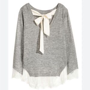 H&M Gray Lace-Trimmed Sweater, Small